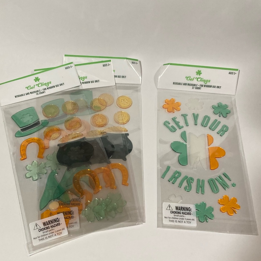 Bundle of 6 Window Gel Cling Decor for St Patty’s Day